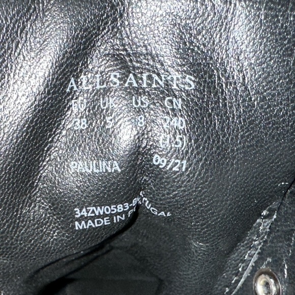 New Allsaints Paulina Leather Moto Buckle Boot in Black Size 38 - Picture 9 of 9